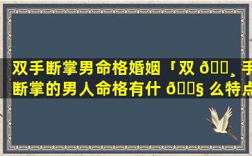 双手断掌男命格婚姻「双 🕸 手断掌的男人命格有什 🐧 么特点」